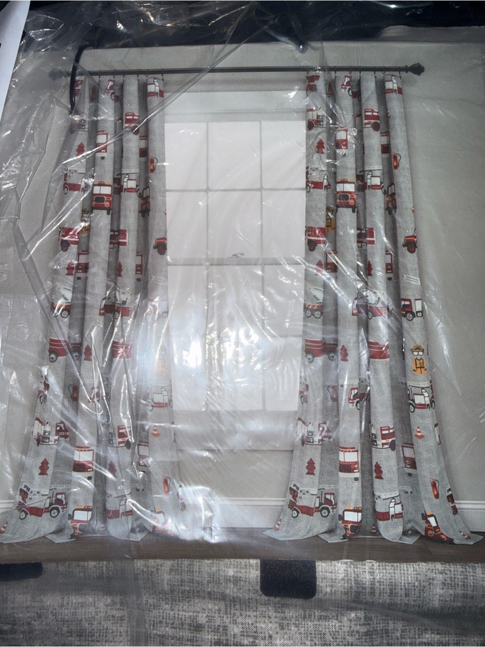 Kids' Fire Truck Print Curtains